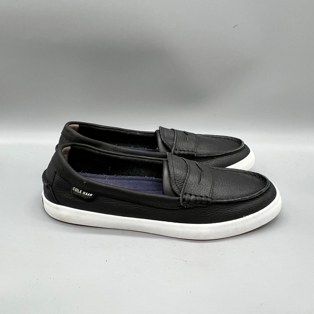 Cole Haan Shoes Women 8 Black Leather Grand OS Slip On Penny Loafer Flat Sneaker
